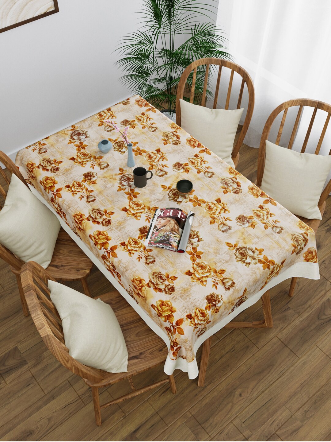 

Clasiko Beige Printed 4-Seater Table Covers