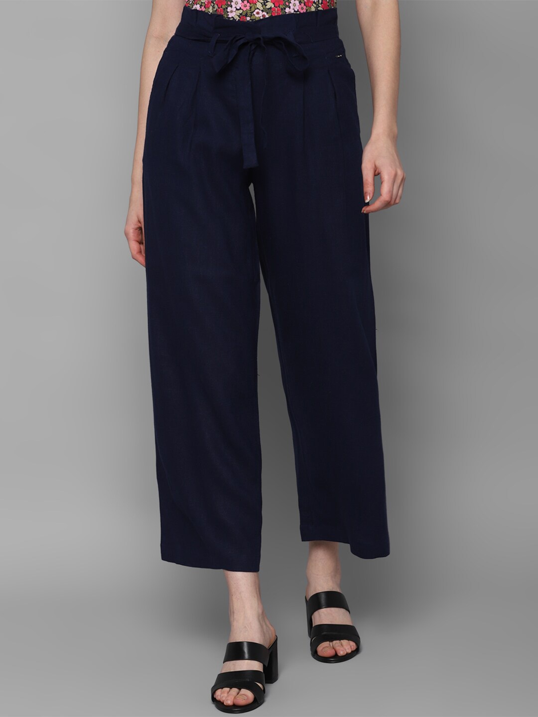 

Allen Solly Woman Women Navy Blue Pleated Trousers