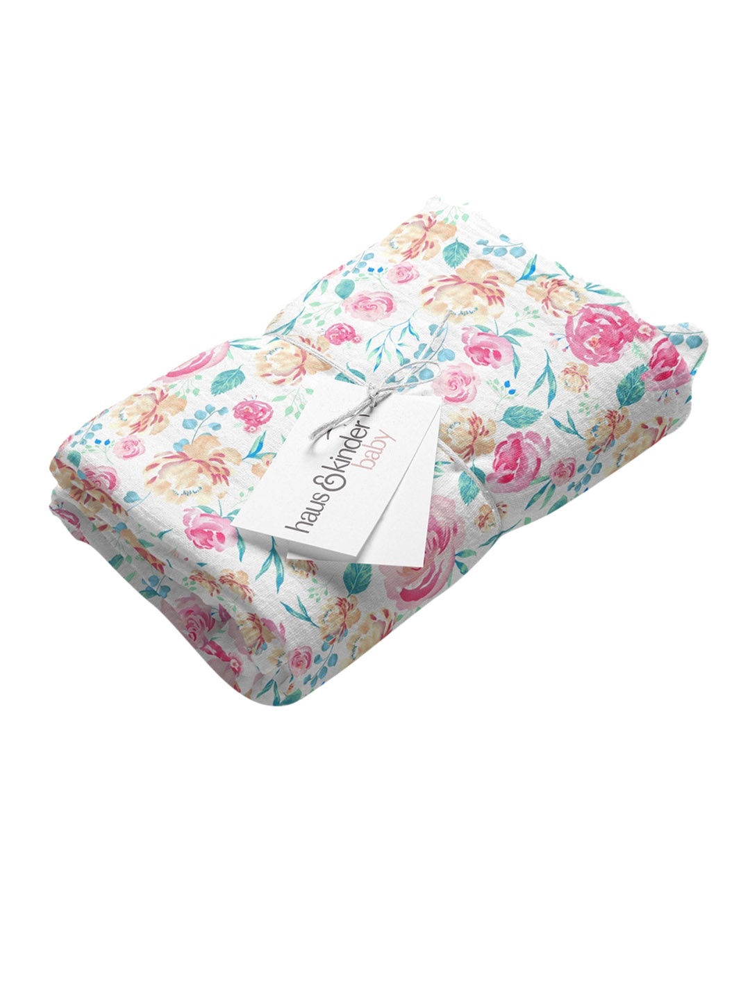 haus & kinder Kids Pink & Blue Printed Pure Cotton Swaddle Wrap