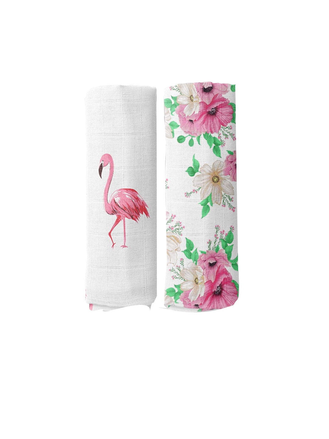 

haus & kinder New Born Kids Pink & White Printed Cotton Muslin Swaddle