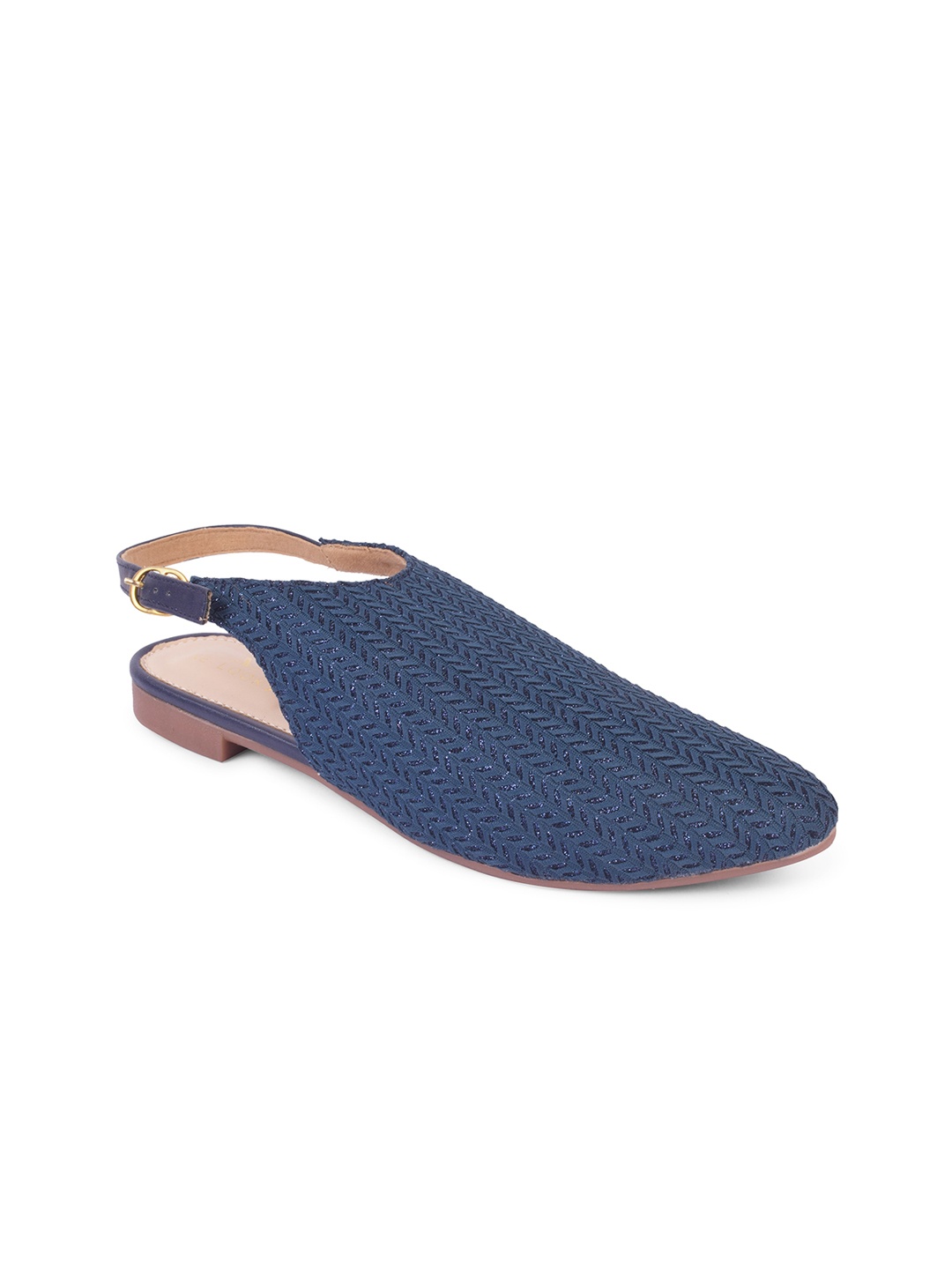 

XE Looks Women Navy Blue Textured Ballerinas with Bows Flats