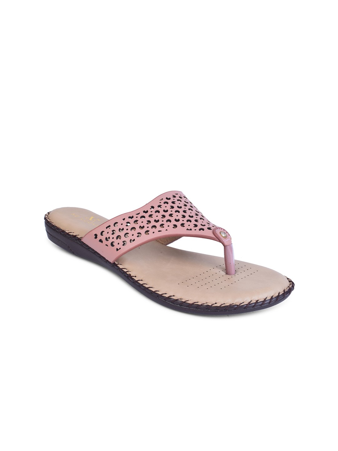 

XE Looks Women Pink Open Toe Flats with Laser Cuts