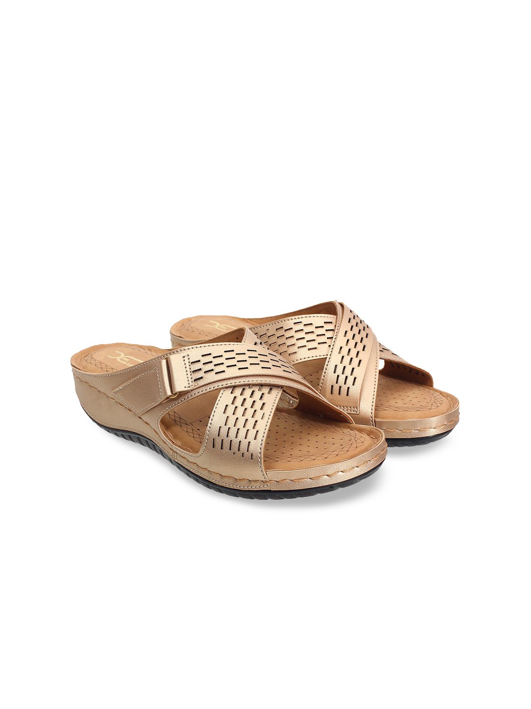 

XE Looks Women Beige Open Toe Laser Cuts Flats