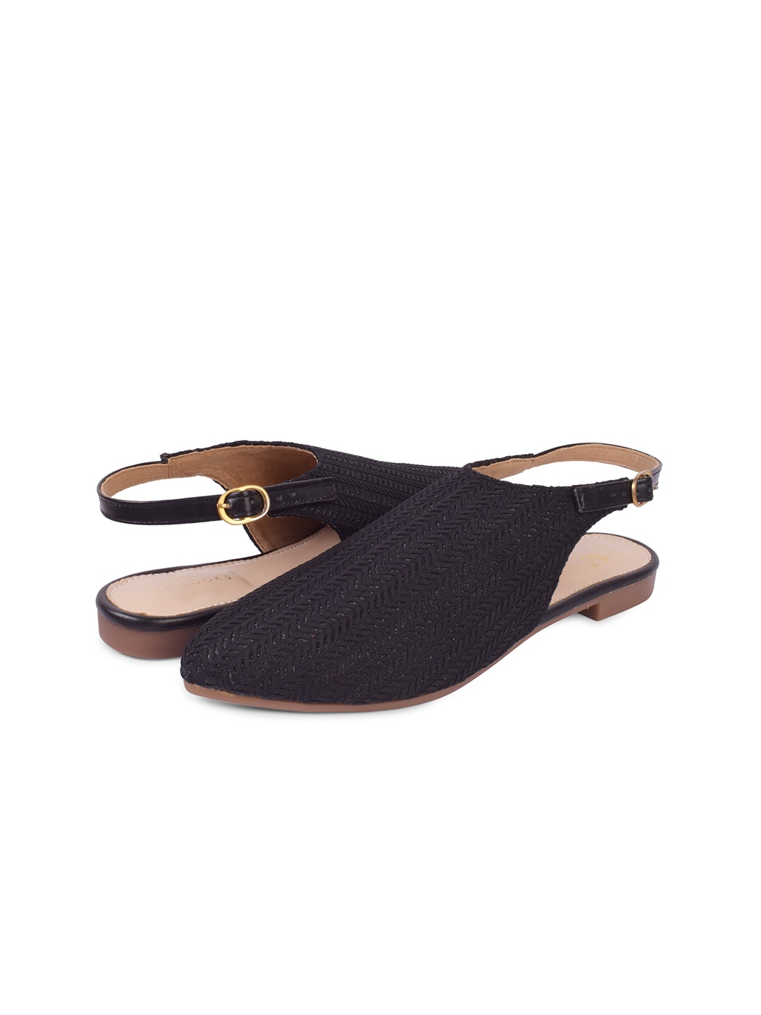 

XE Looks Women Black Solid Laser Cuts Mules Flats