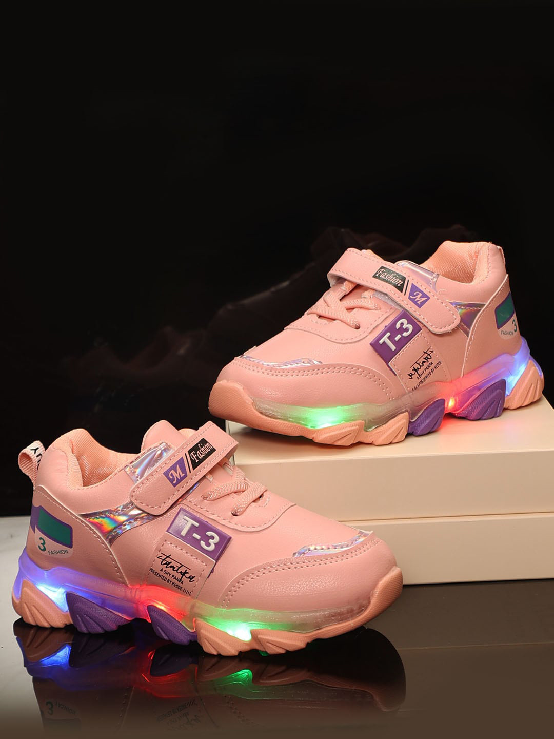 

PASSION PETALS Girls Pink Printed PU Sneakers