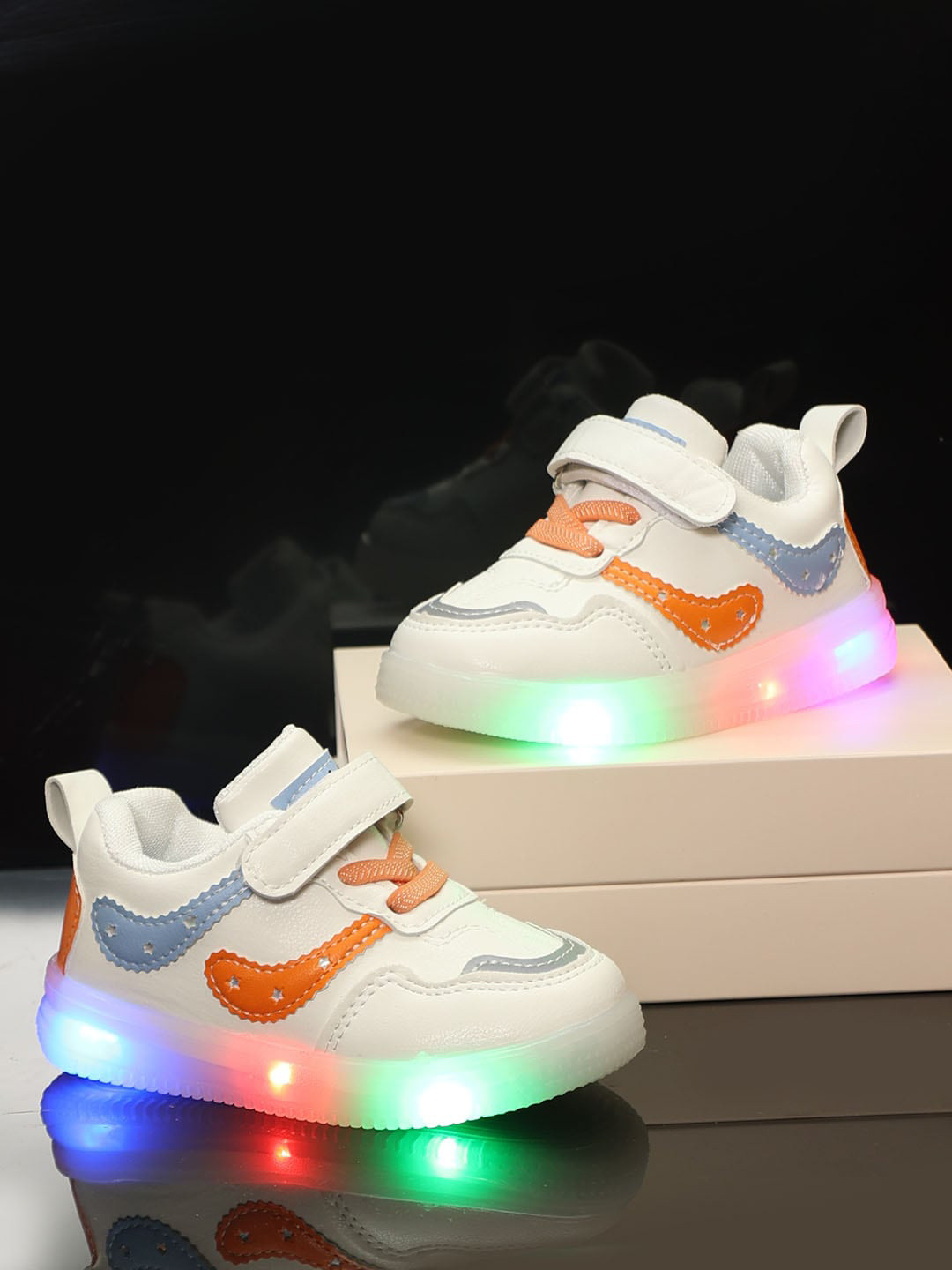 

PASSION PETALS Kids White PU Slip-On LED Sneakers