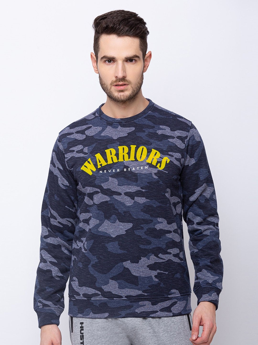 

Status Quo Men Navy Blue Printed Sweatshirt