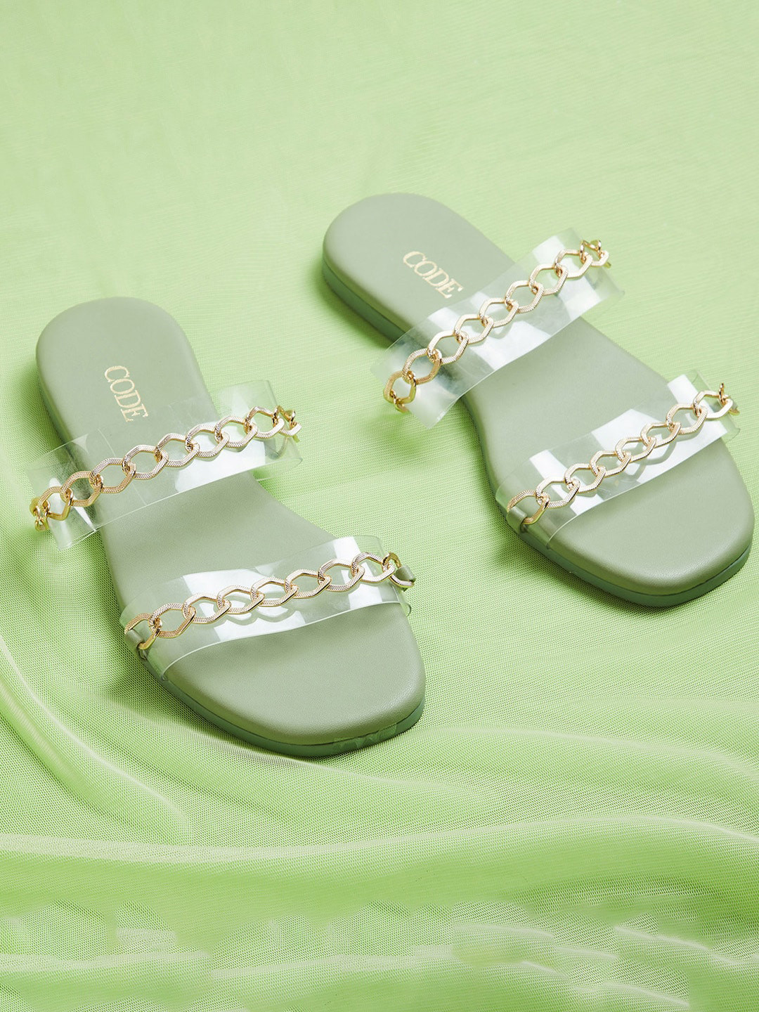 

CODE by Lifestyle Women Green Embellished Open Toe Flats