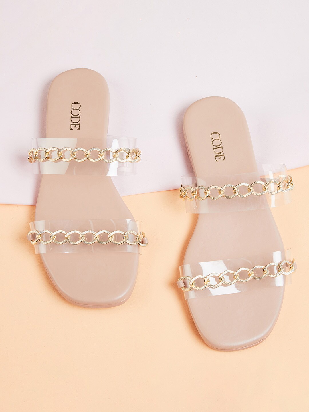 

CODE by Lifestyle Women Peach-Coloured Open Toe Flats