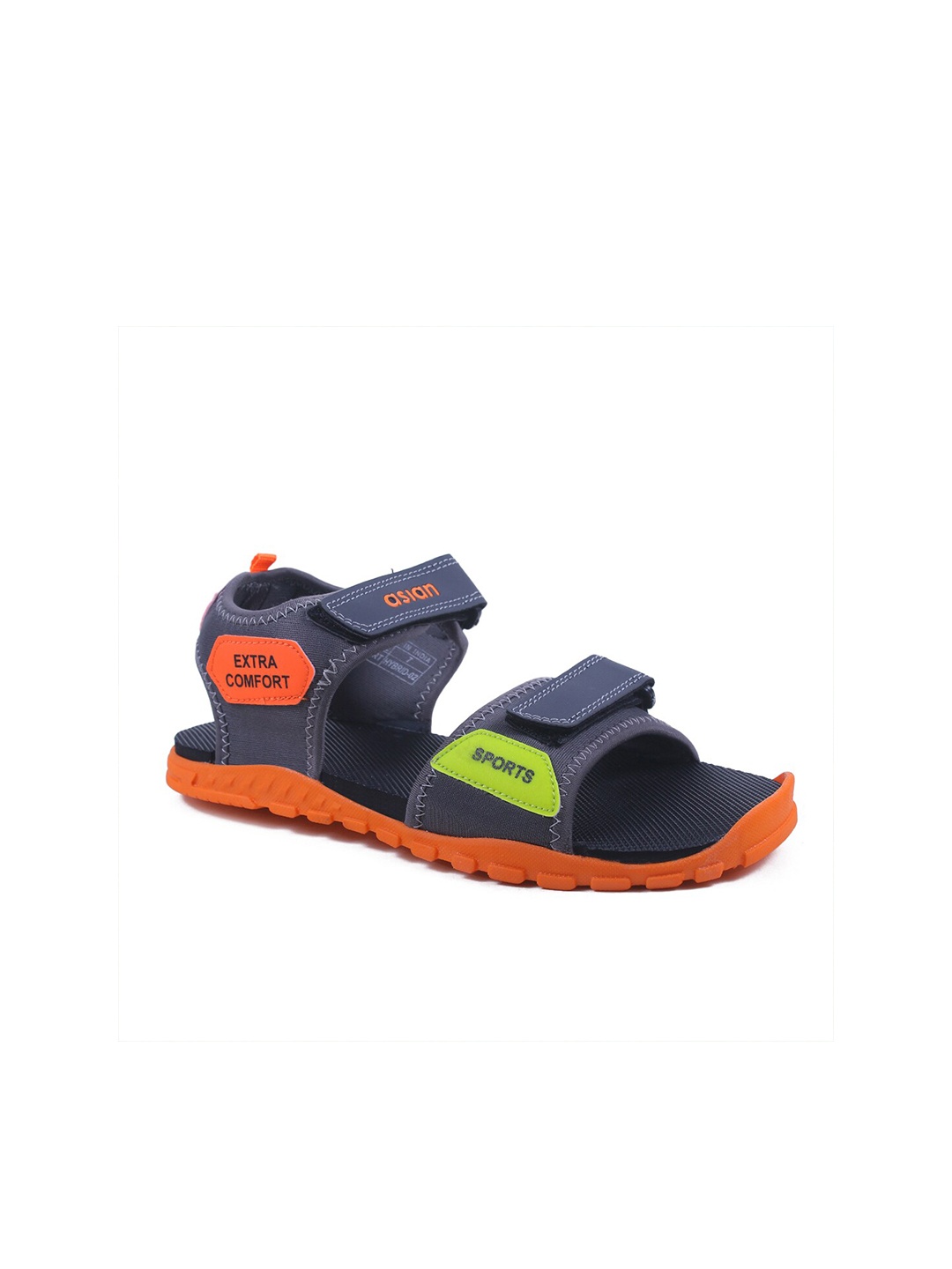 

ASIAN Men Grey & Orange Sports Sandals