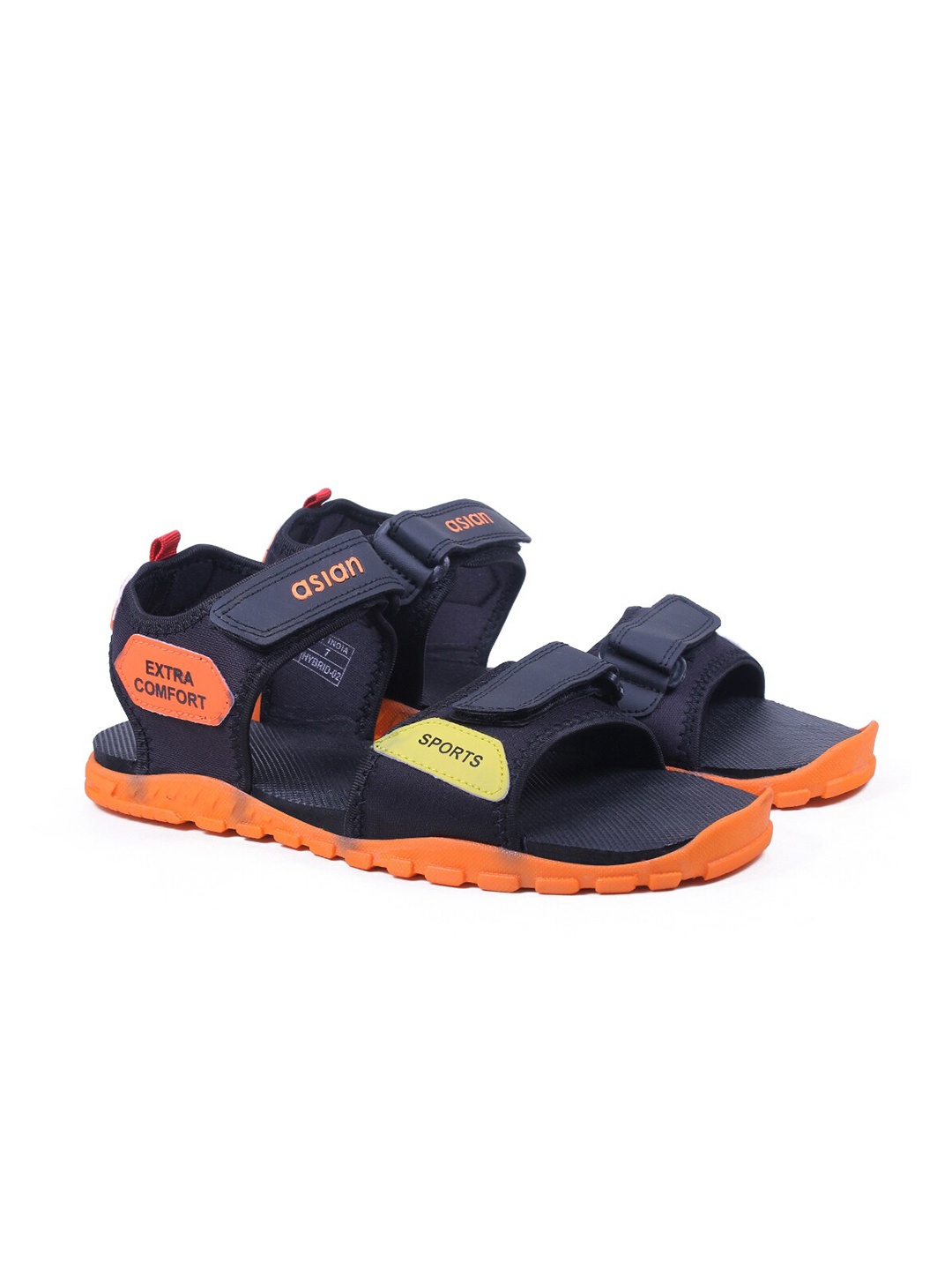 

ASIAN Men Black & Orange Comfort Sandals