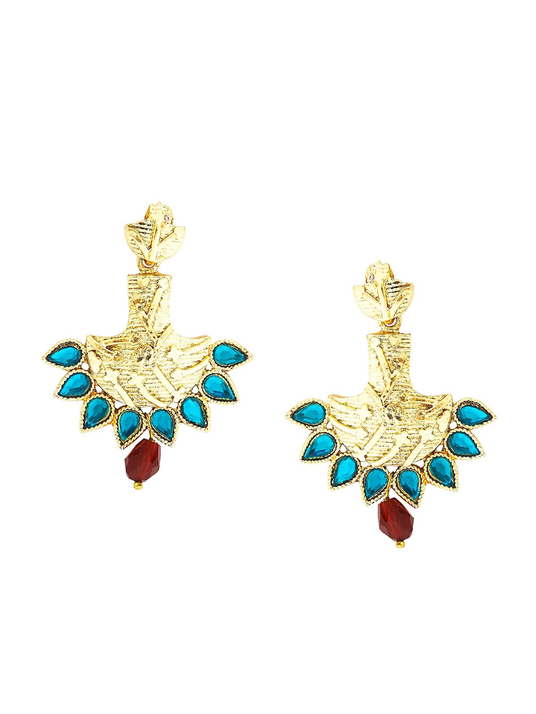 

Kshitij Jewels Gold-Toned & Blue Contemporary Drop Earrings