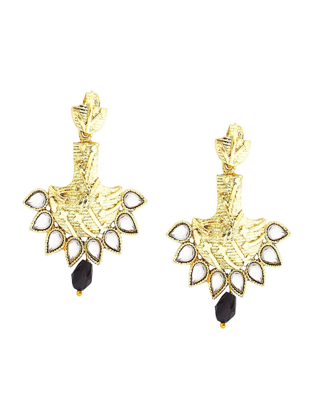 

Kshitij Jewels Gold-Plated & Black Classic Drop Earrings