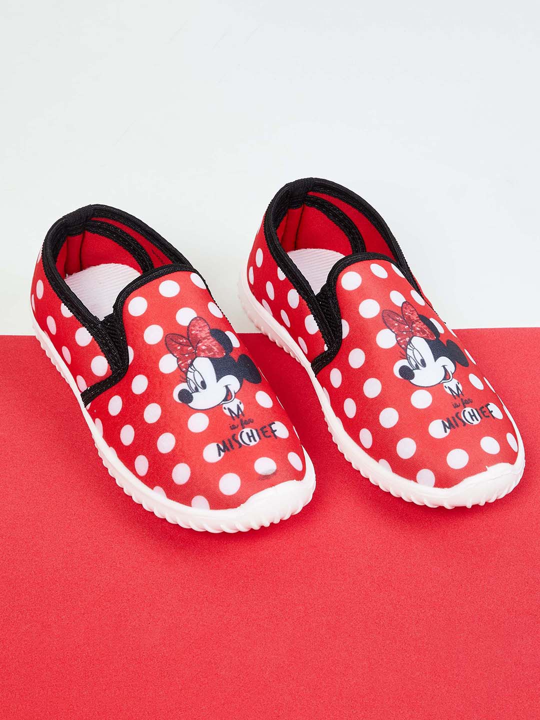 

max Girls Red Printed PU Slip-On Sneakers
