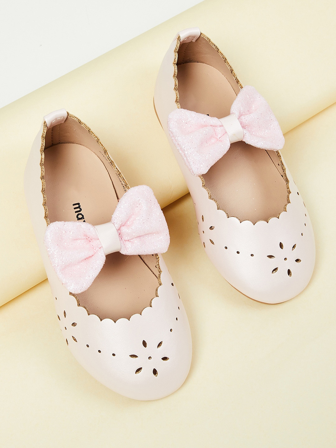 

max Girls Pink Ballerinas with Laser Cut Flats