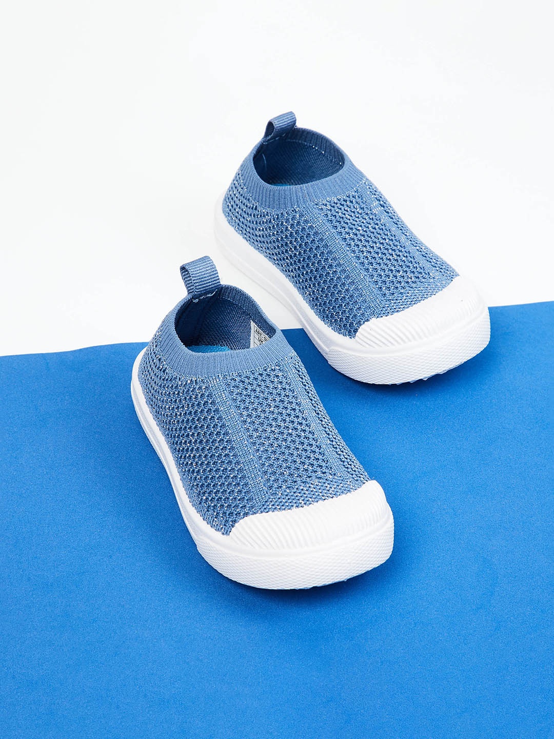 

max Girls Blue Woven Design Slip-On Sneakers