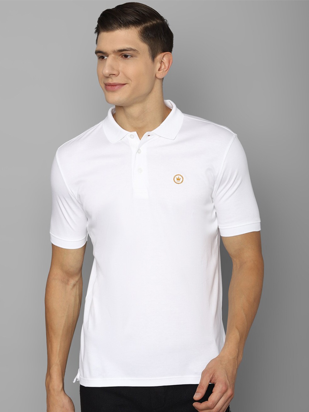 

Louis Philippe Men White Polo Collar Pure Cotton T-shirt