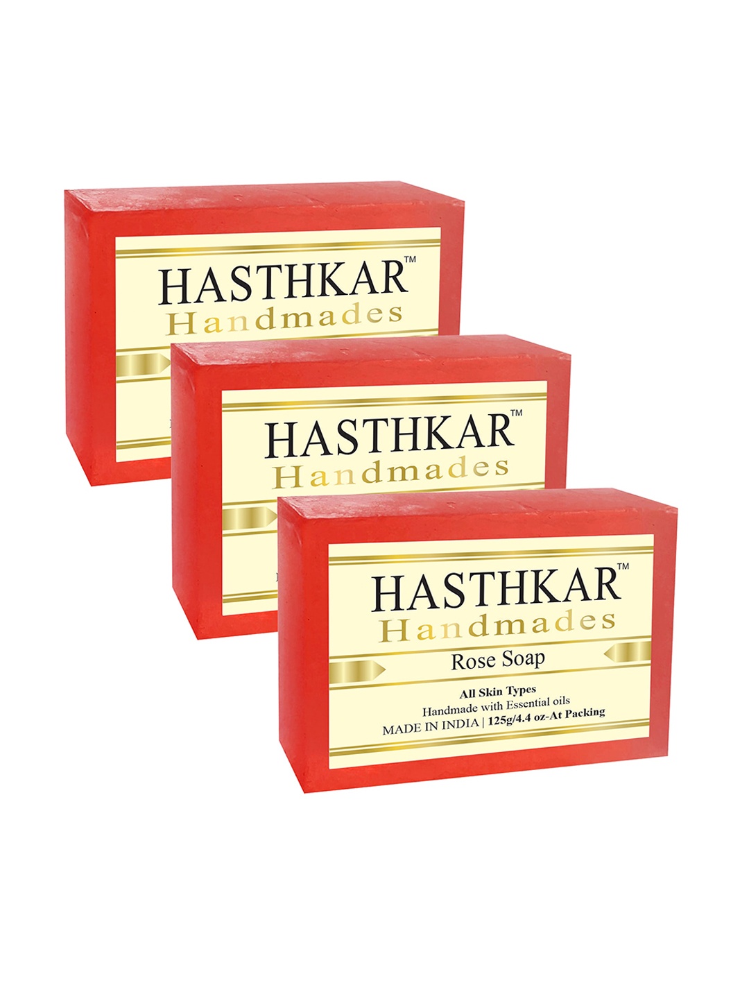 

Hasthkar Set of 3 Handmades Glycerine Rose Soap 125gm Each, Pink