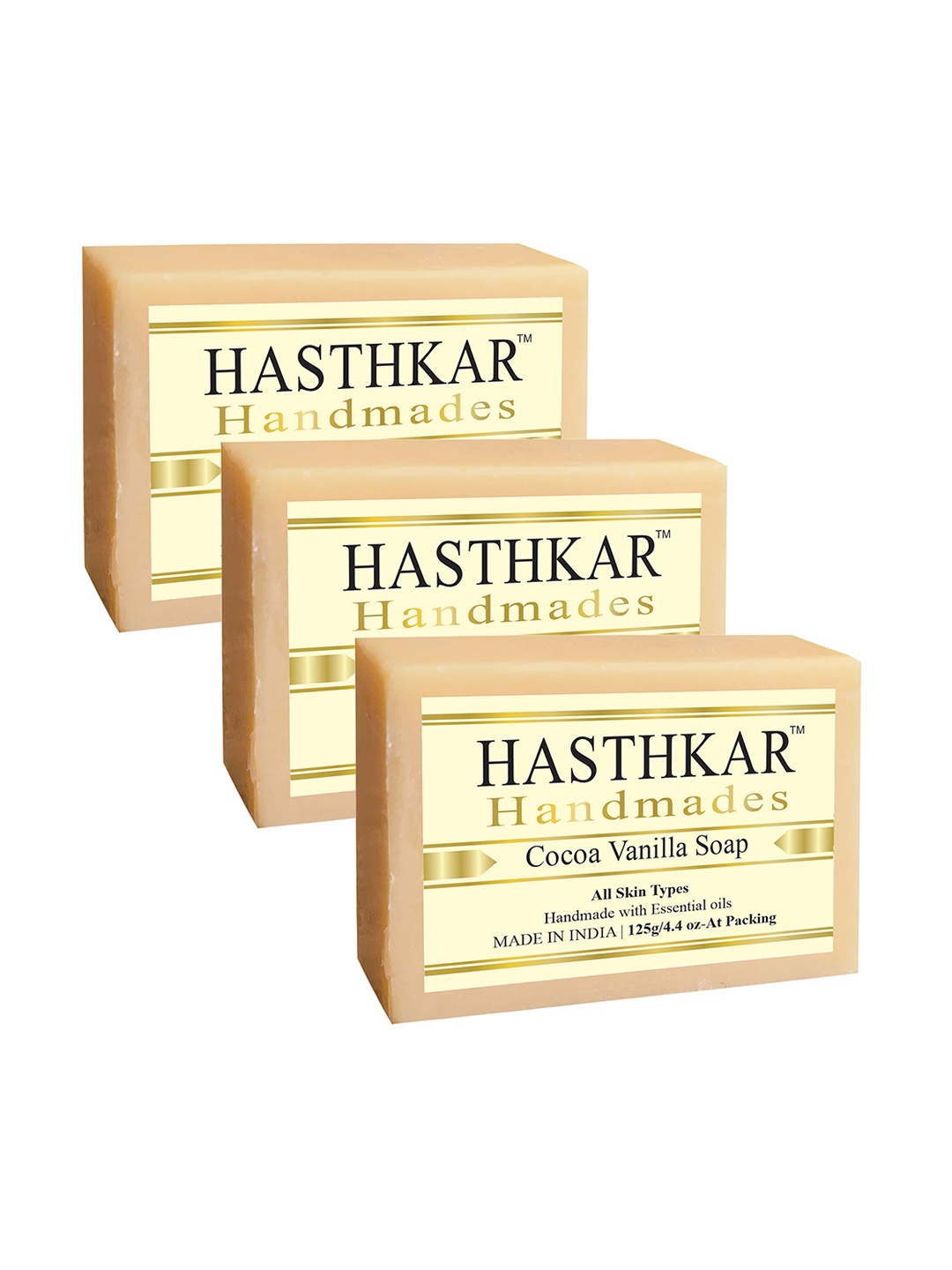 

Hasthkar Set of 3 Handmades Glycerine Cocoa vanila Soap 125gm Each, Cream