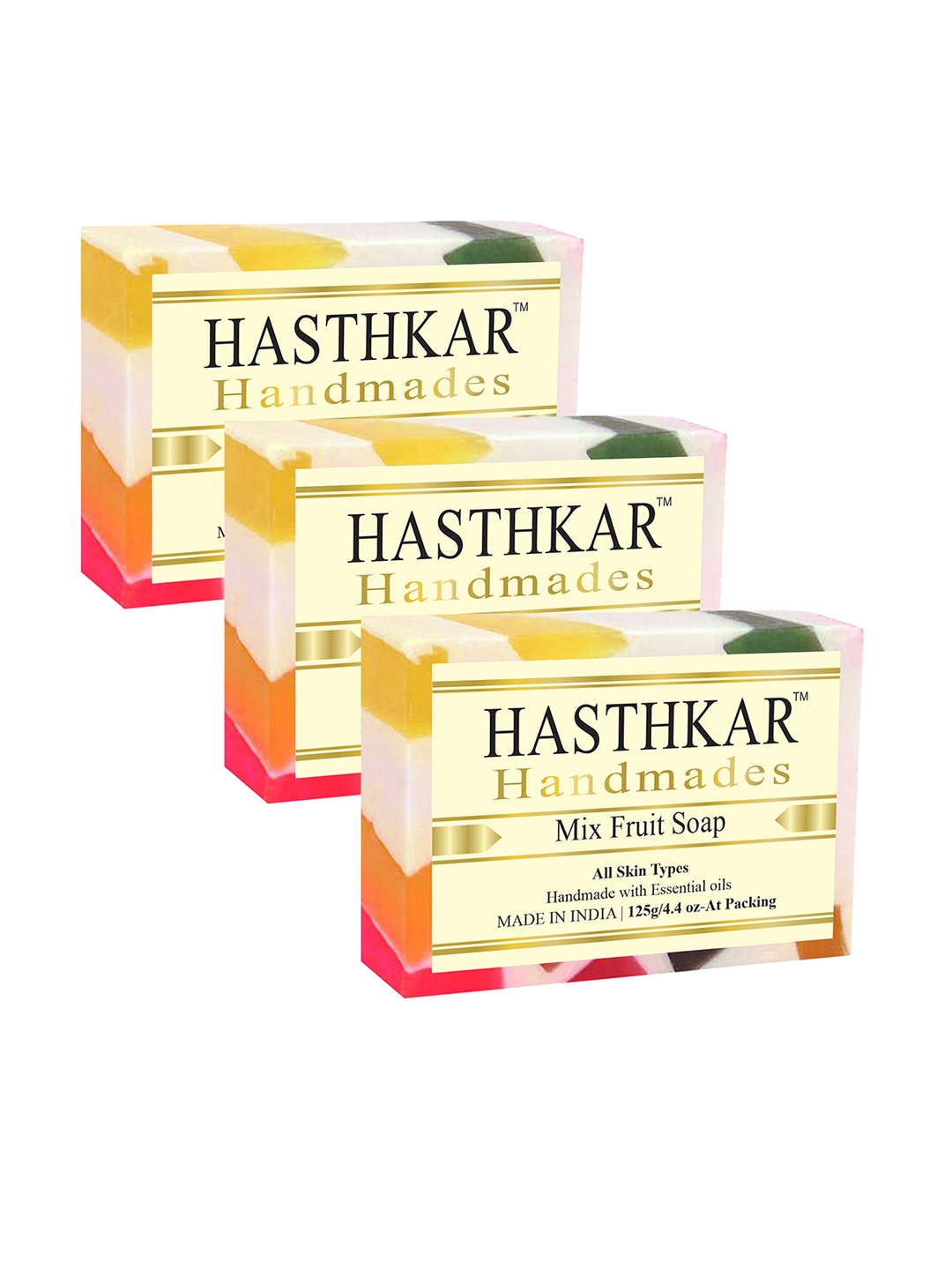 

Hasthkar Handmades Set Of 3 Glycerine Mix Fruit Soaps, Multi