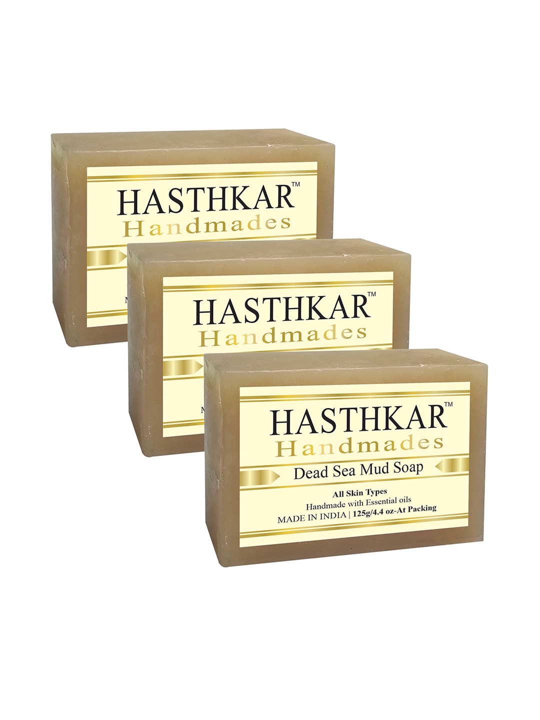 

Hasthkar Set of 3 Handmades Glycerine Dead Sea Mud Soap 125gm Each, Beige