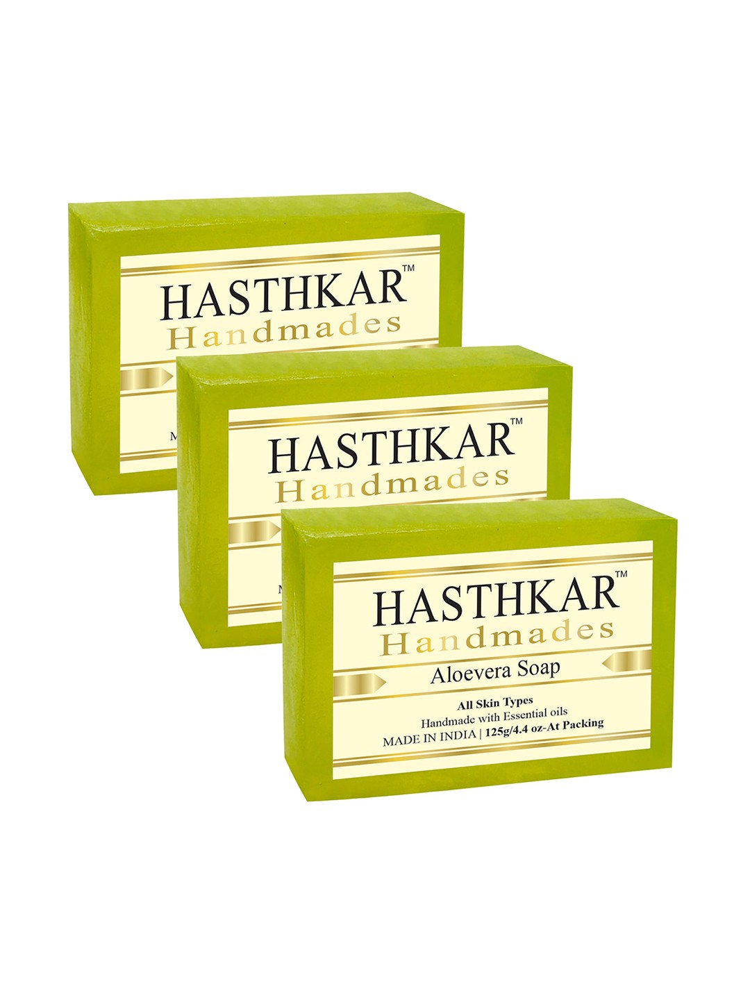 

Hasthkar Set of 3 Handmades Glycerine Aloevera Soap 125gm Each, Green