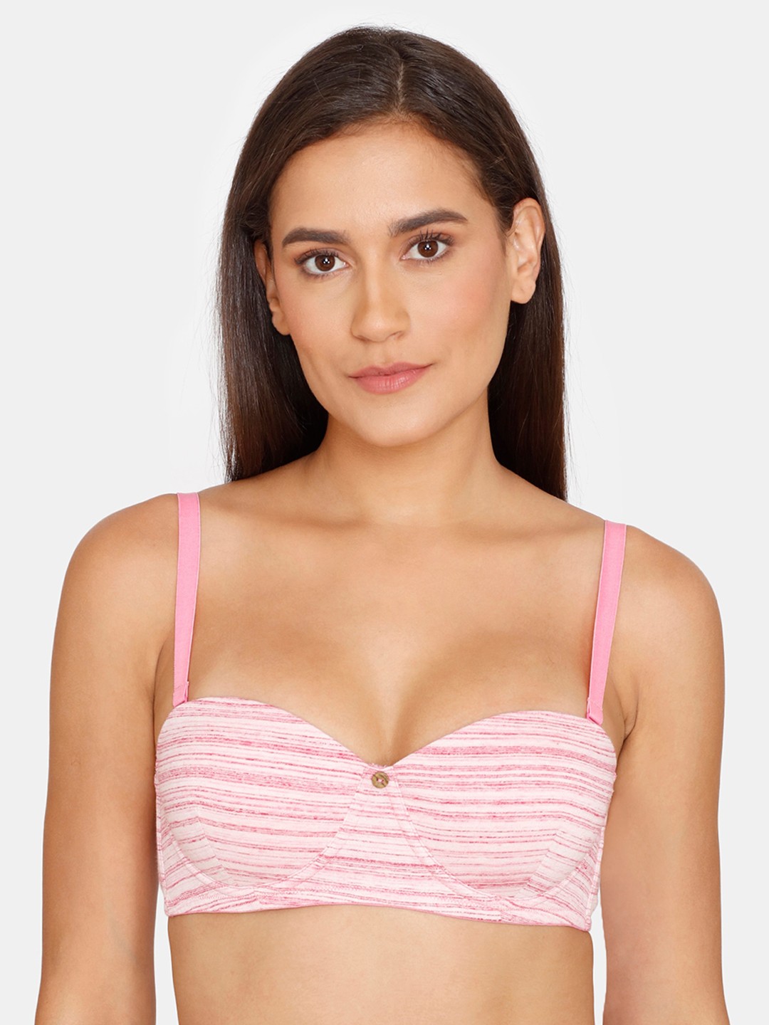 

Zivame Pink & White Underwired Lightly Padded Bra