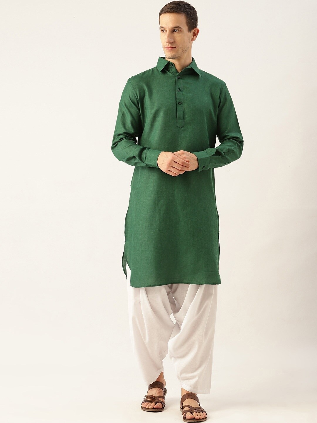 

Molly & Michel Men Green Summer Sheers Pathani Kurta