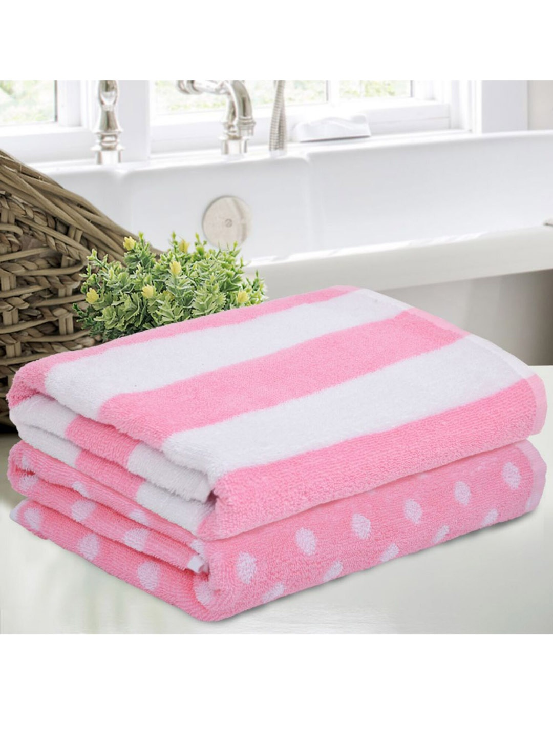 

haus & kinder Kids Pink Striped 450 GSM Cotton Bath Towels