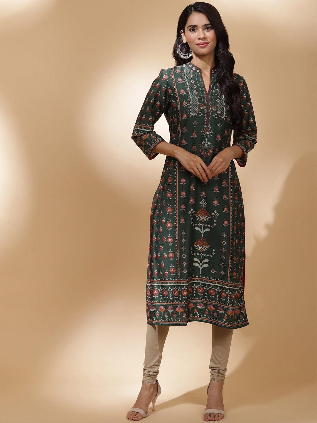 

Lakshita Women Green Ethnic Motifs Printed Kurta
