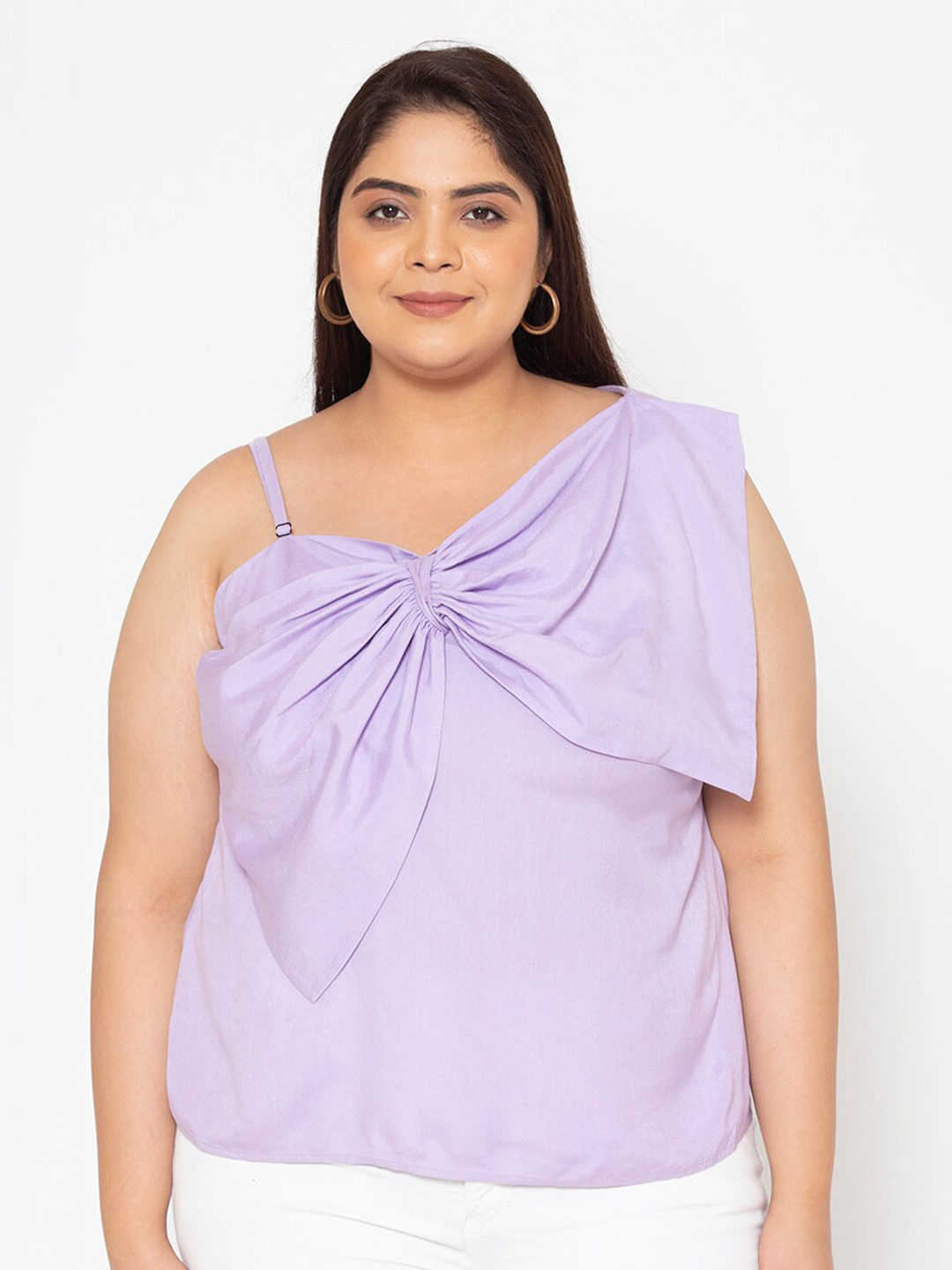 

Womauraa Plus Size Women Lavender Bow Top
