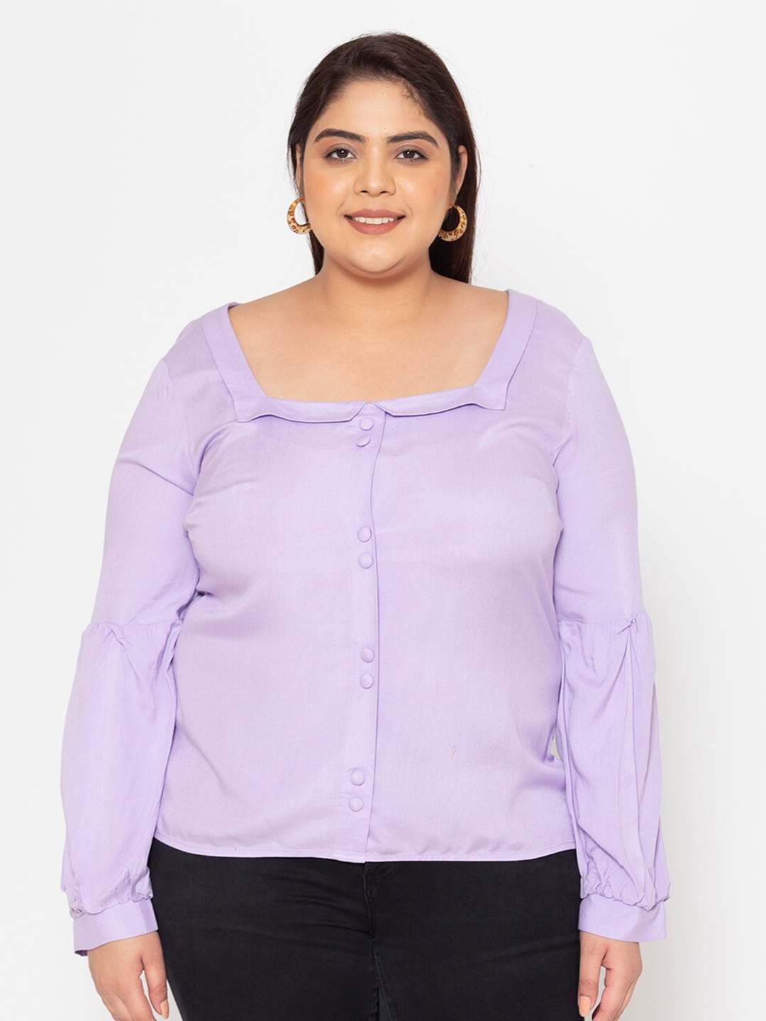 

Womauraa Plus Size Women Lavender Shirt Style Top