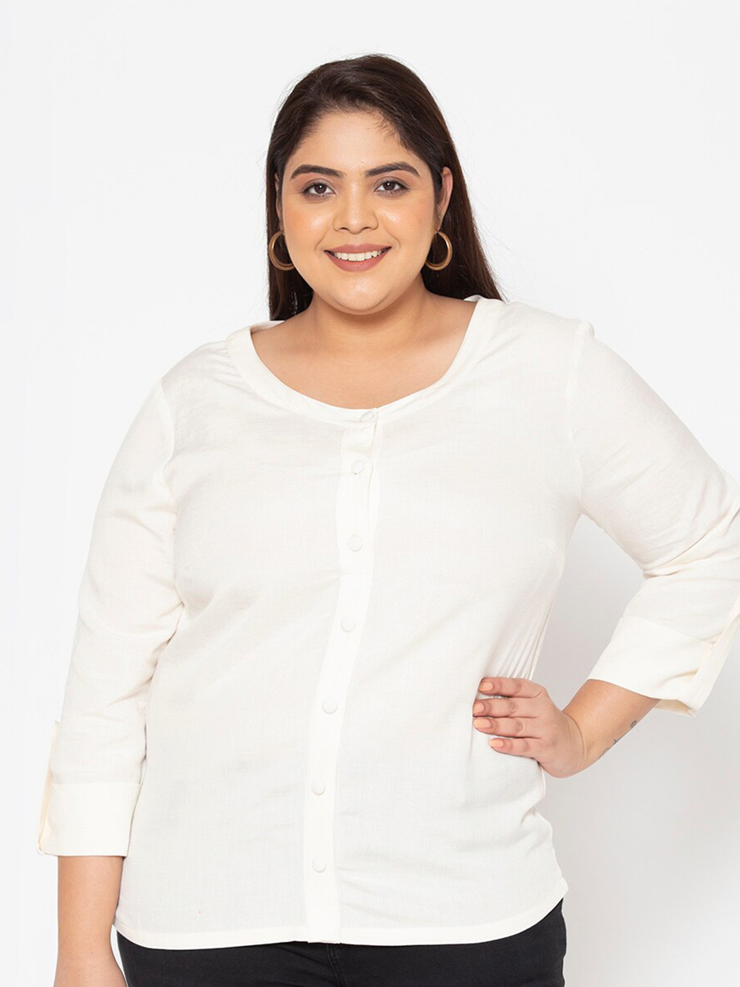 

Womauraa Plus Size White Shirt Style Top