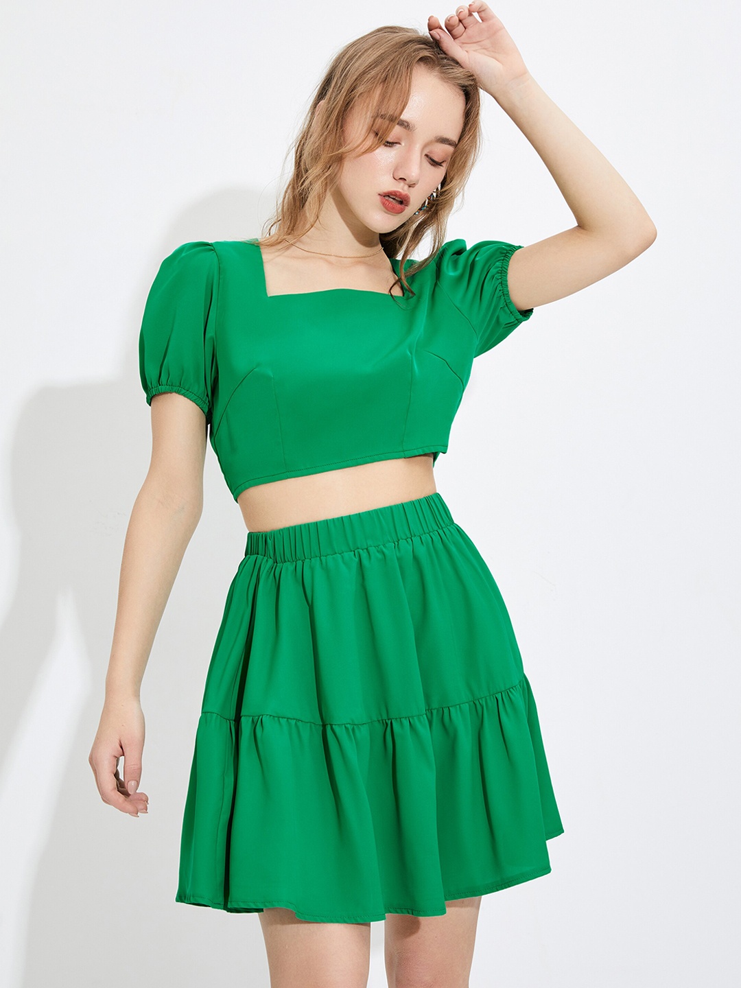 

URBANIC Women Green Solid Co-Ords