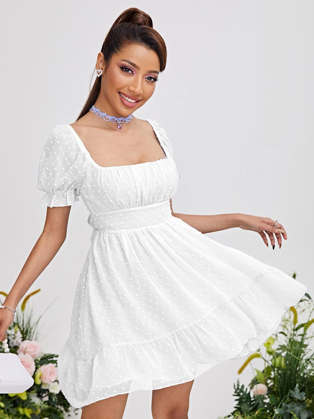 

BoStreet Women White Fit and Flare Dress