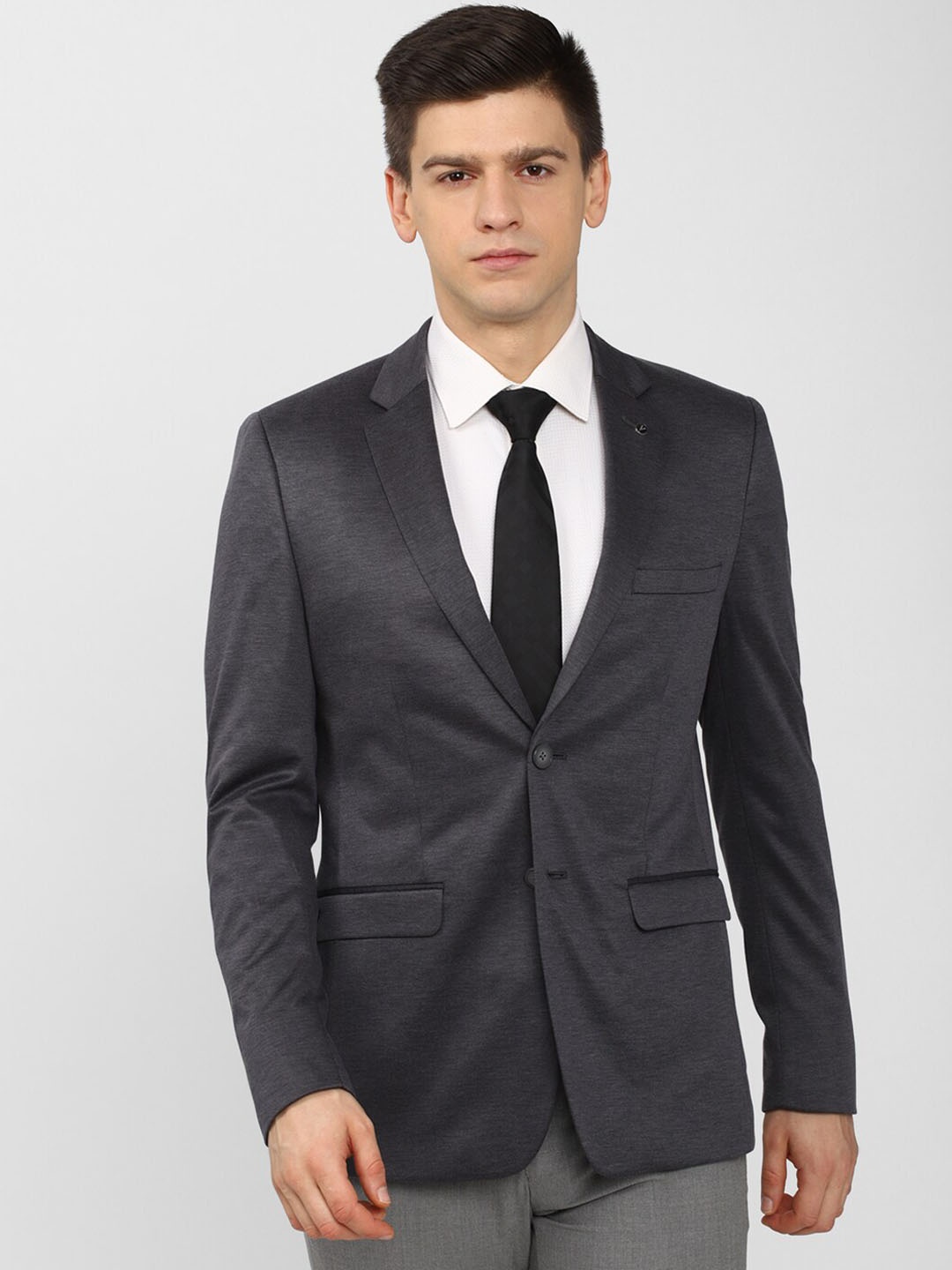 

Van Heusen Men Grey Solid Single-Breasted Slim-Fit Formal Blazer