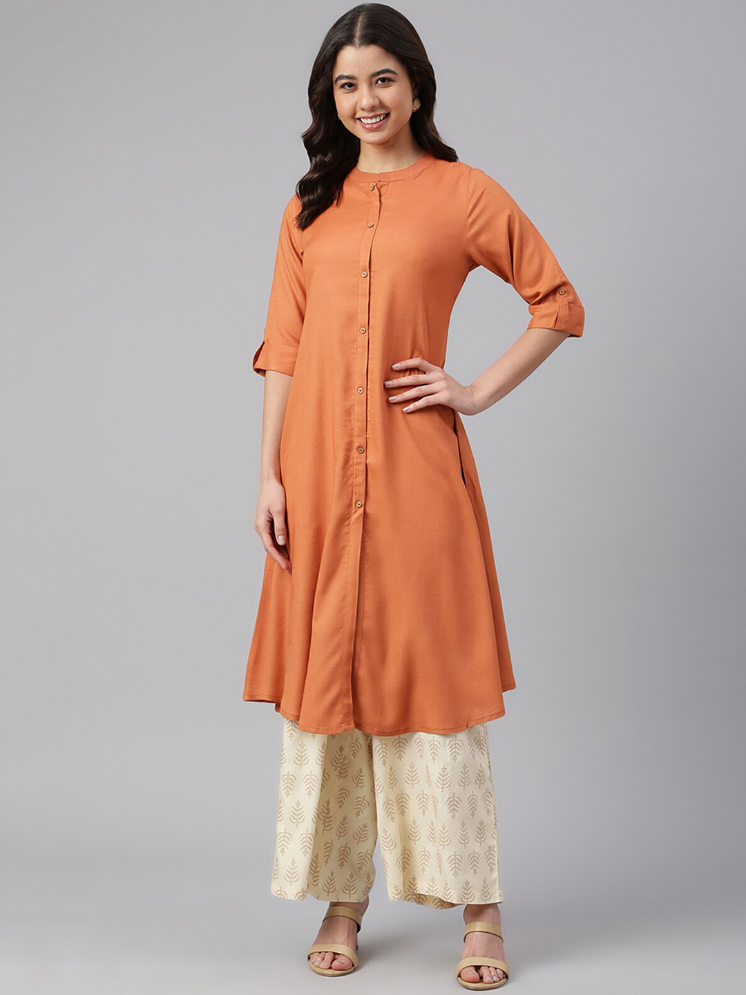 

Janasya Women Rust Kurta