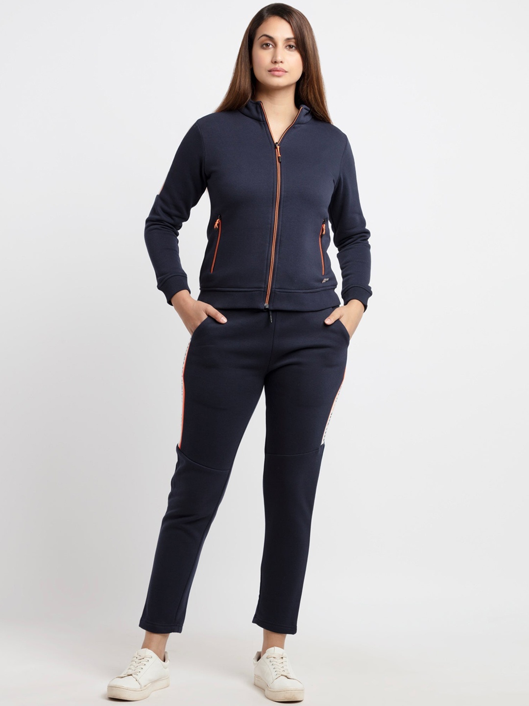 

Status Quo Women Navy Blue Solid Cotton Tracksuits