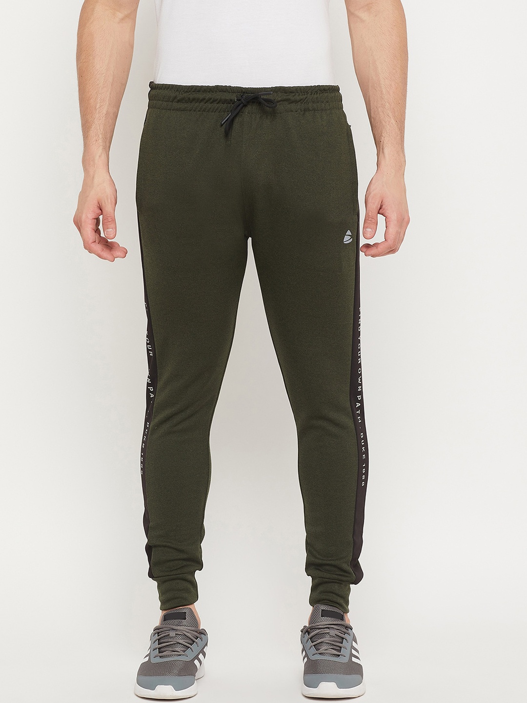 

Duke Men Olive Green Solid Joggers