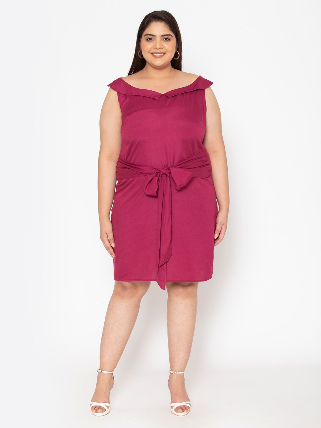 

Womauraa Women Pink A-Line Plus Size Dress