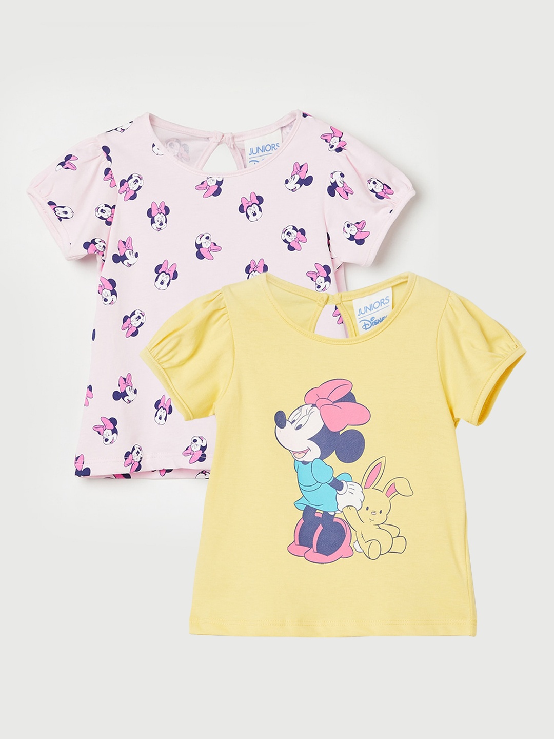 

Juniors by Lifestyle Girls Pack of 2 Minnie Mouse Print Pure Cotton Tops, Pink