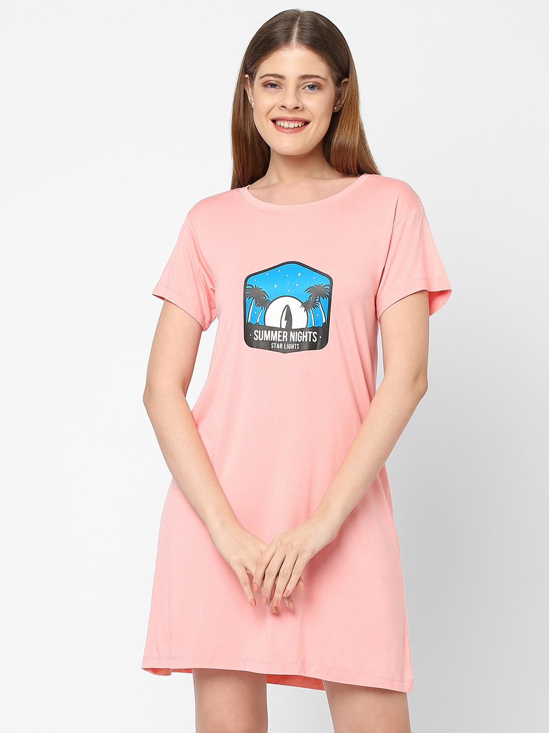 

Inner Sense Peach-Coloured Printed Nightdress