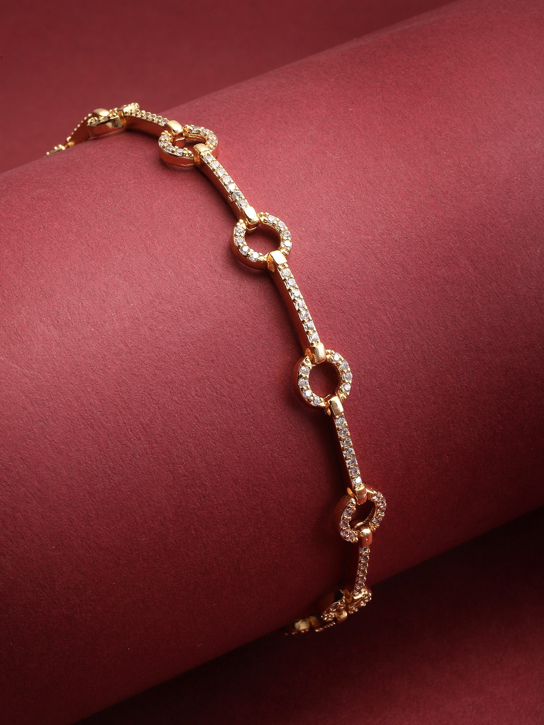 

VOGUE PANASH Women Gold-Plated White Brass Cubic Zirconia Charm Bracelet