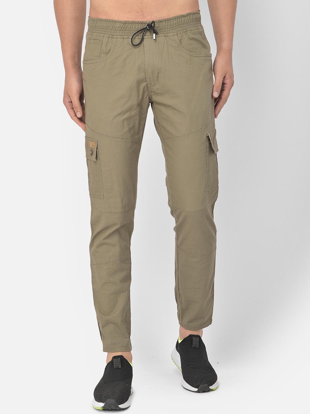 

COBB Men Olive Green Comfort Slim Fit Cargos Trousers