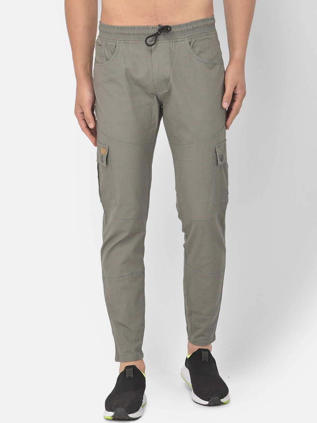 

COBB Men Grey Comfort Slim Fit Cargos Cotton Trousers