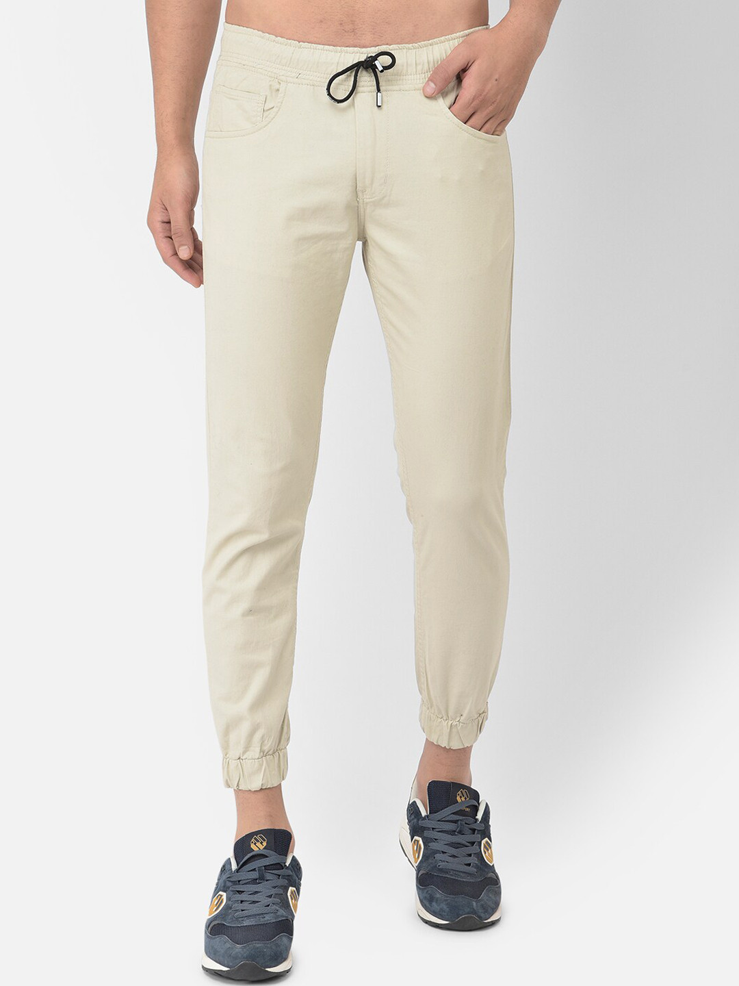 

COBB Men Beige Comfort Slim Fit Joggers Trousers