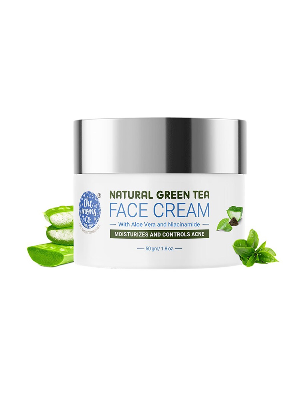 

The Moms Co. Natural Green Tea Face Cream with Aloe Vera & Niacinamide - 50g, White