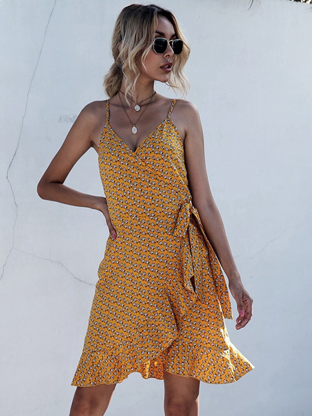 

La Aimee Yellow Tulip Hem Wrap Dress