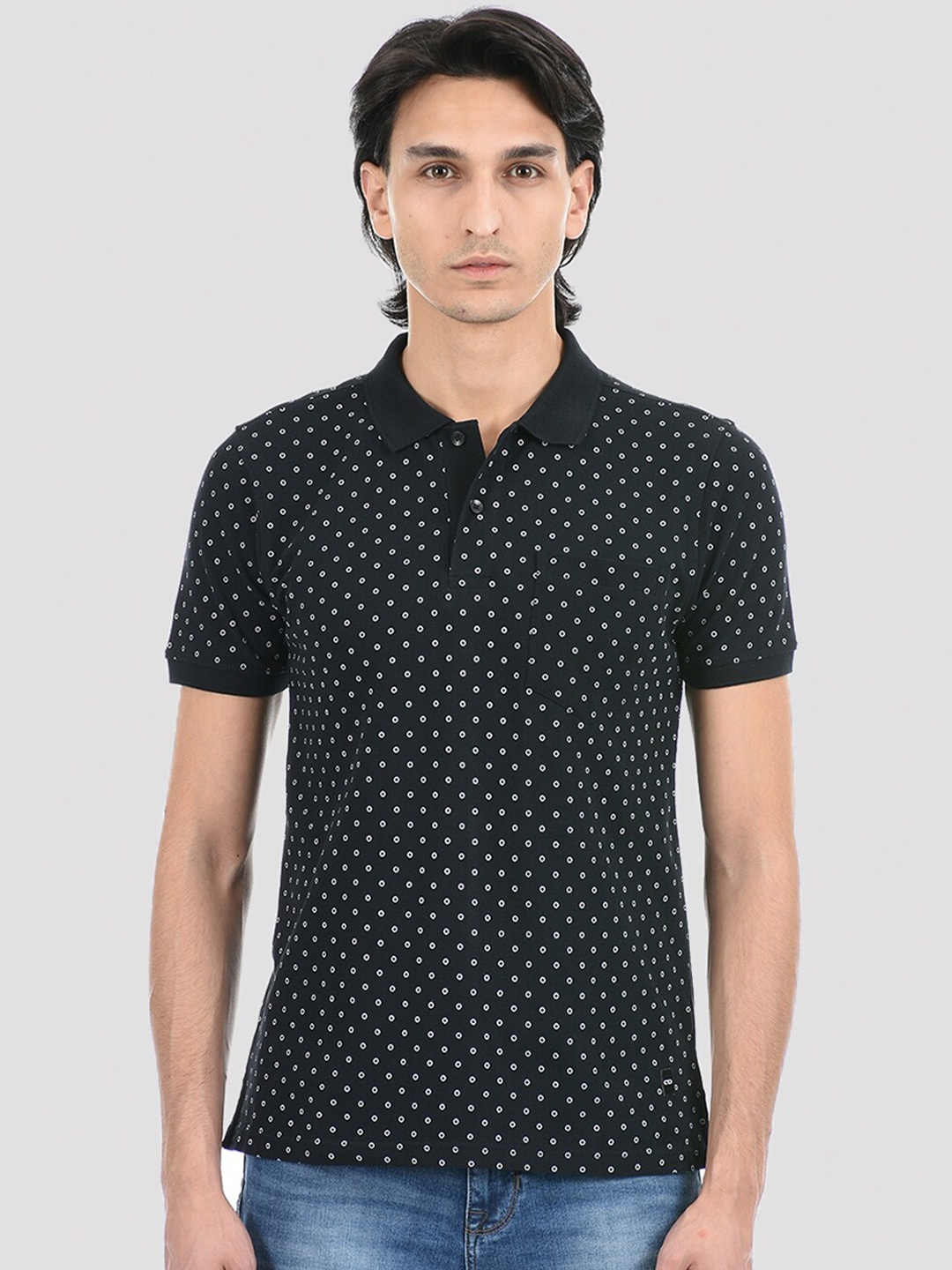 

Cloak & Decker by Monte Carlo Men Black Printed Polo Collar T-shirt