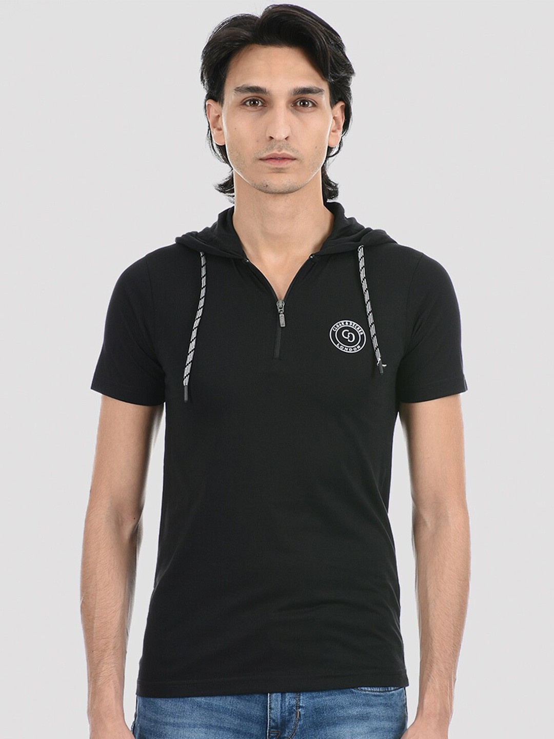 

Cloak & Decker by Monte Carlo Men Black Hoded T-shirt